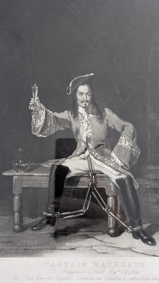 Antique Mezzotint Print of Captain Macheath from The Beggars Opera, 1832. Framed - image 1 of 4