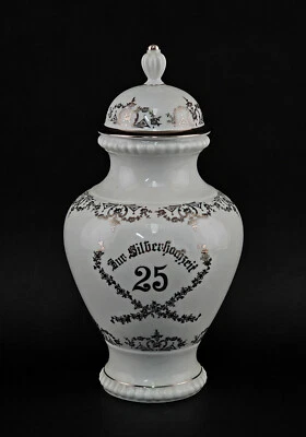 a-9240338 Silberhochzeit Porzellan Vase Deckelvase antik H33cm - Bild 1 von 3