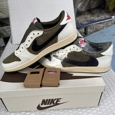 Size 12.5 - Travis Scott x Air Jordan 1 Retro OG SP Low Reverse Olive / Medium O - Image 1 of 4