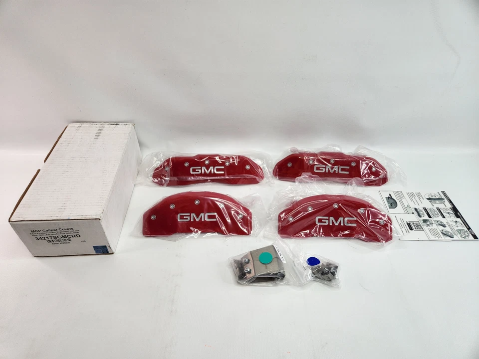 Красные крышки тормозных суппортов 34217SGMCRD MGP для GMC Sierra 1500 2018-2023 годов выпуска - Изображение 1 из 4