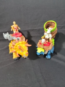 Fisher Price Imaginext Ankylosaurus & Triceratops + Figures NEVER USED - Picture 1 of 12