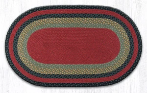 Earth Rugs C-238 Burgundy Olive Charcoal Oval Braided Rug 27" x 45" - Picture 1 of 1