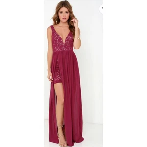 Lulus Make Way for Wonderful Berry Red Lace Formal Sleeveless Maxi Dress Large - Picture 1 of 14