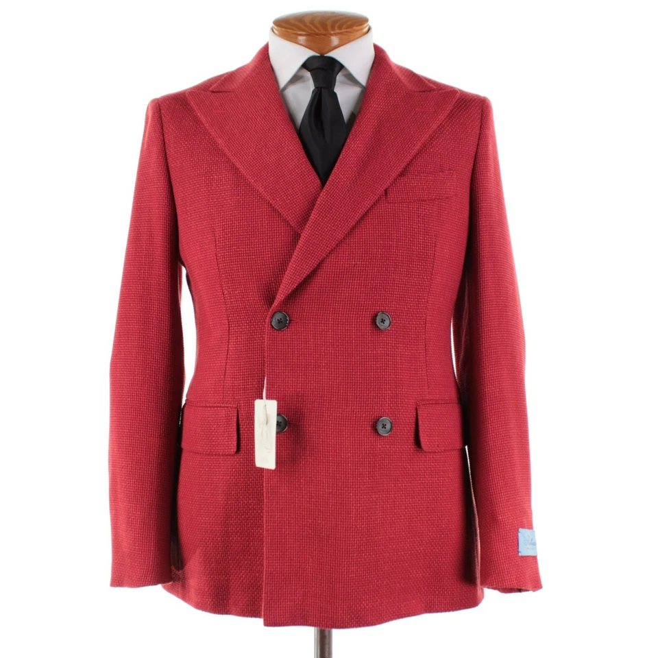 Belvest NWT Wool Blend Double Breasted Sport Coat Size 50R (40R US) In Red - Image 1 of 4