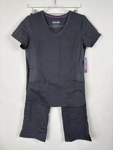 Healing Hands Purple Label Yoga Scrub Set SP Pewter Gray 9133P/2245 Medical NWT - Picture 1 of 9