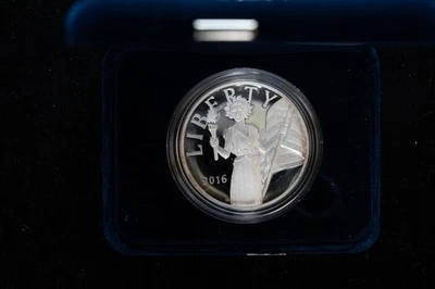 2016 US Mint American Liberty Silver Medal Proof in Box w/COA Lightly Toned - Image 1 of 4
