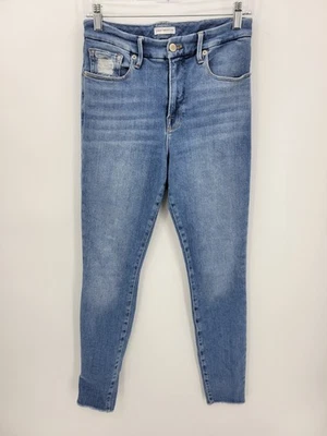 Jeans Good American para mujer 8/29 buena cintura lavado medio ajustado elástico azul denim Foto 1 de 4