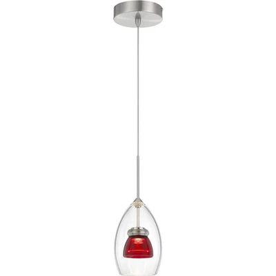 CAL Lighting & Accessories UP-128-CL-REDCL Double Glass Mini Pendant Red Clear - Image 1 of 2