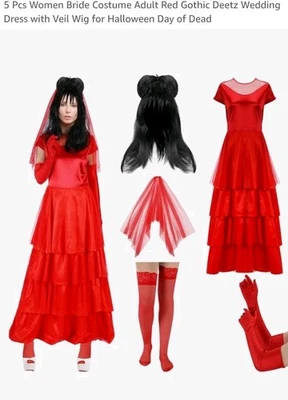 Disfraz de Novia Día de Muertos Deluxe, ROJO (Talla L) Foto 1 de 4