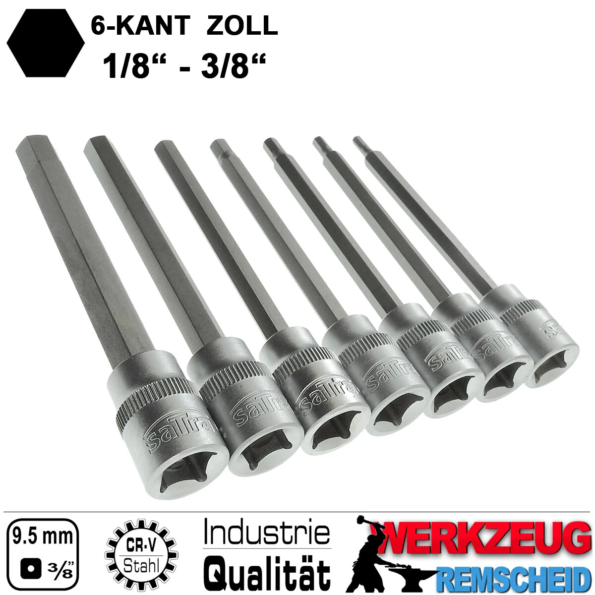 KNIPEX Steckschlüsseleinsatz Für Innensechskant – 3/8 Zoll, 75 Mm, Schlüsselweite 6 Mm