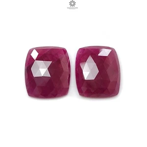 40.20ct Natural Untreated Red Ruby Cushion Rose Cut 20*17mm - 20*17.5mm 2pcs Set - Picture 1 of 5
