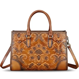 Genuine Leather Purse and Handbag Women Retro Top Handle Crossbody Shoulder Bag - Picture 1 of 17