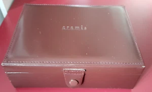 VINTAGE ARAMIS FAUX LEATHER VELVET LINED TOILETRY TRAVEL BOX    #ac8 - Picture 1 of 6