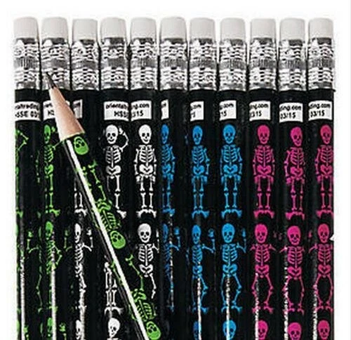 Pack de 12 - Lápices Esqueleto - Escribe con Hueso Estilo Escalofriante Halloween Foto 1 de 1