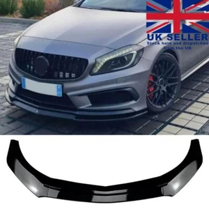 For Mercedes A Class A35 A45 AMG Line Front Lip Splitter Gloss Black W176 12-18 - Picture 1 of 7