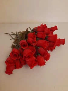 Lot of 7pcs Red Artificial Rose Bouquet Silk Fake Flowers - Picture 1 of 6