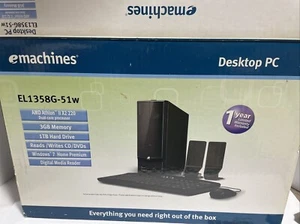 eMachines EL1358G-51w Desktop Computer - Open Box Windows 7 3GB 1TB NO SPEAKERS - Picture 1 of 6