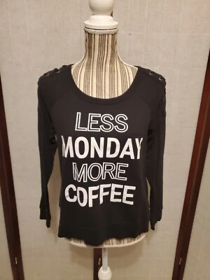 Jerry Leigh Black 'Less Monday...' Sweatshirt Women's Size Medium - Image 1 of 4
