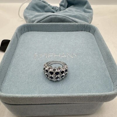 Epifanía Diamonique Plata 925 Circonita Azul Piedra Talla 6.5 Platino Revestido Cúpula Foto 1 de 4