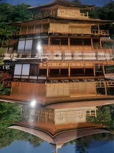 Kyoto Kinkakuji Golden Pavillion GlossyPoster wReflections c 76cmx48cm Real Pic. - Picture 1 of 1