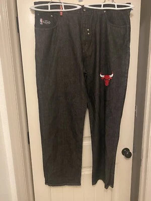 Pantalones de mezclilla NBA UNK Chicago Bulls bordados negros para hombre talla 42x34 Foto 1 de 4