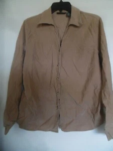 EUC Relativity 100% Cotton Long Sleeve Tan  Corduroy Button Front Shirt   Sz M - Picture 1 of 3