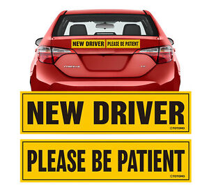 New Driver Please be Patient Car Magnet Sign Sticker Student Rookie Teen Permit