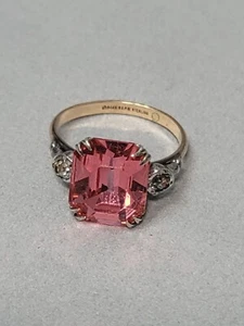 Vintage Romega Art Deco 1/30 14k RGP & Sterling Pink Crystal Ring Size 5.75  - Picture 1 of 16