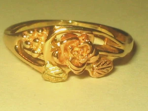 Black Hills Gold 10k Rose Flower & Leaves Ring 2.3g Size 7 - Picture 1 of 4