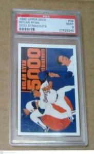 GRADED 1990 UPPER DECK NOLAN RYAN 5000 STRIKEOUT CARD PSA 9 RANGERS - Picture 1 of 1