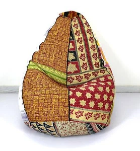 Handmade Cotton Floral Kantha Bohemian Home Decor Ottoman Gypsy Bean Bag b - Picture 1 of 5