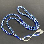 Vintage Evil Eye Worry Prayer Beads Glass Hand Painted Blue White Black 99 Beads