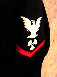 VTG 60s USN Navy Sailor Uniform 2 pc EC C 38 Wool Drop Front Lace back Patch - Picture 1 of 6