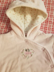 Izod Infant Baby Winter Bunting Pink Velvet Velour Snowsuit Hooded One Pc 6/9mos - Picture 1 of 10