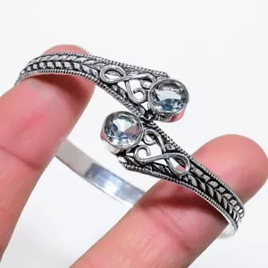 Alexandrite Gemstone 925 Sterling Silver Jewelry Adjustable Cuff Bracelet - Picture 1 of 1