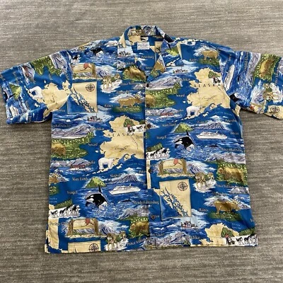 DAVID CAREY ORIGINALS Shirt Mens 3XL Alaska Map Short Sleeve Button Hawaiian - Image 1 of 4