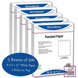 8-1/2 x 11" Medical Paper 5 Holes on Top 2500 Sheets - Imagen 1 de 4