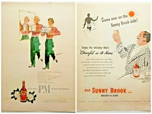 1946 Sunny Brook & P M Whiskey 2 Magazine Ads - Picture 1 of 5