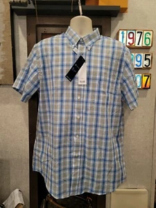 Saddlebred Casual Shirt Size L Linen Cotton Blend Adult Short Sleeve NWT - Picture 1 of 7