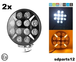 Coppia 60W Fari Anteriori LED Bianco Arancio 5400LM 12/24V Fuoristrada Camion - Afbeelding 1 van 14
