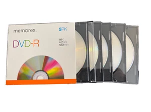 DVD-R Blank Disk 5PK by Memorex 16x 4.7GB 120min New- Sealed - Picture 1 of 5