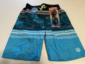 ZeroXposur Boy's Swim Trunks Boardshorts Swimwear Size L 14-16 Black Sharks NWT  - Picture 1 of 6
