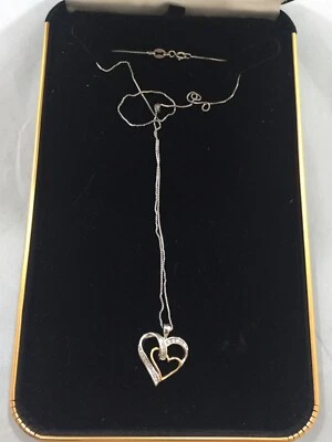 "Collar colgante doble oído de plata .925 de 18 diamantes Macy's de colección 18"" de largo" Foto 1 de 4