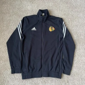 Chicago Blackhawks Adidas Black and White Track Jacket | **FAST SHIPPING** - Picture 1 of 6