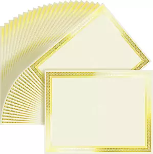 Sheets Gold Foil Award Certificate Paper 8.5 x 11 for Printing (Ivory)50 - Picture 1 of 11