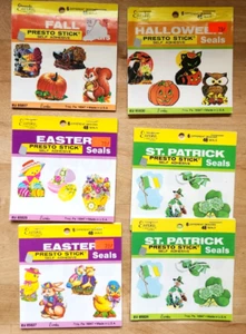 Lot of 6 - Vintage Eureka Presto Stick Seals Stickers Halloween Easter Fall - Picture 1 of 12