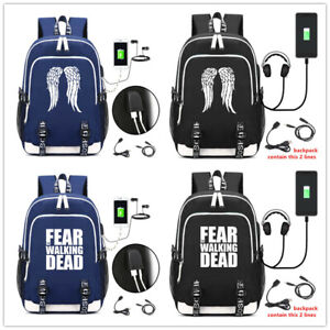 The Walking Dead Backpack Teenagers Schoolbag USB Charge Fashion Mochila Travel