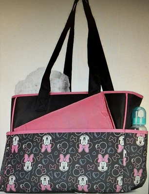 NEW Disney Unisex Baby Multi Piece Tote Diaper Bag, Minnie Mouse Black-B4 - Image 1 of 2