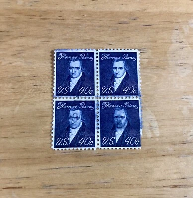 Block Of 4 US Postage Stamp 1968 Thomas Paine  Scott 1292 - Image 1 of 2