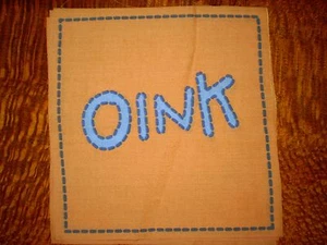 Funky PIG "OINK" Fabric Panel #2 (20cm x 20cm) - Picture 1 of 1